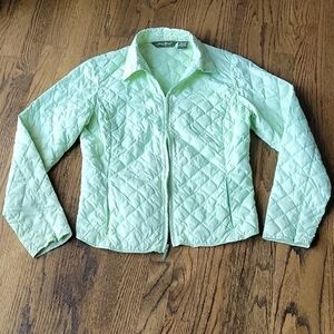 Eddie Bauer Puffy Quilted Goose Dawn Zipper Pastel Green Packable Light Jacket M